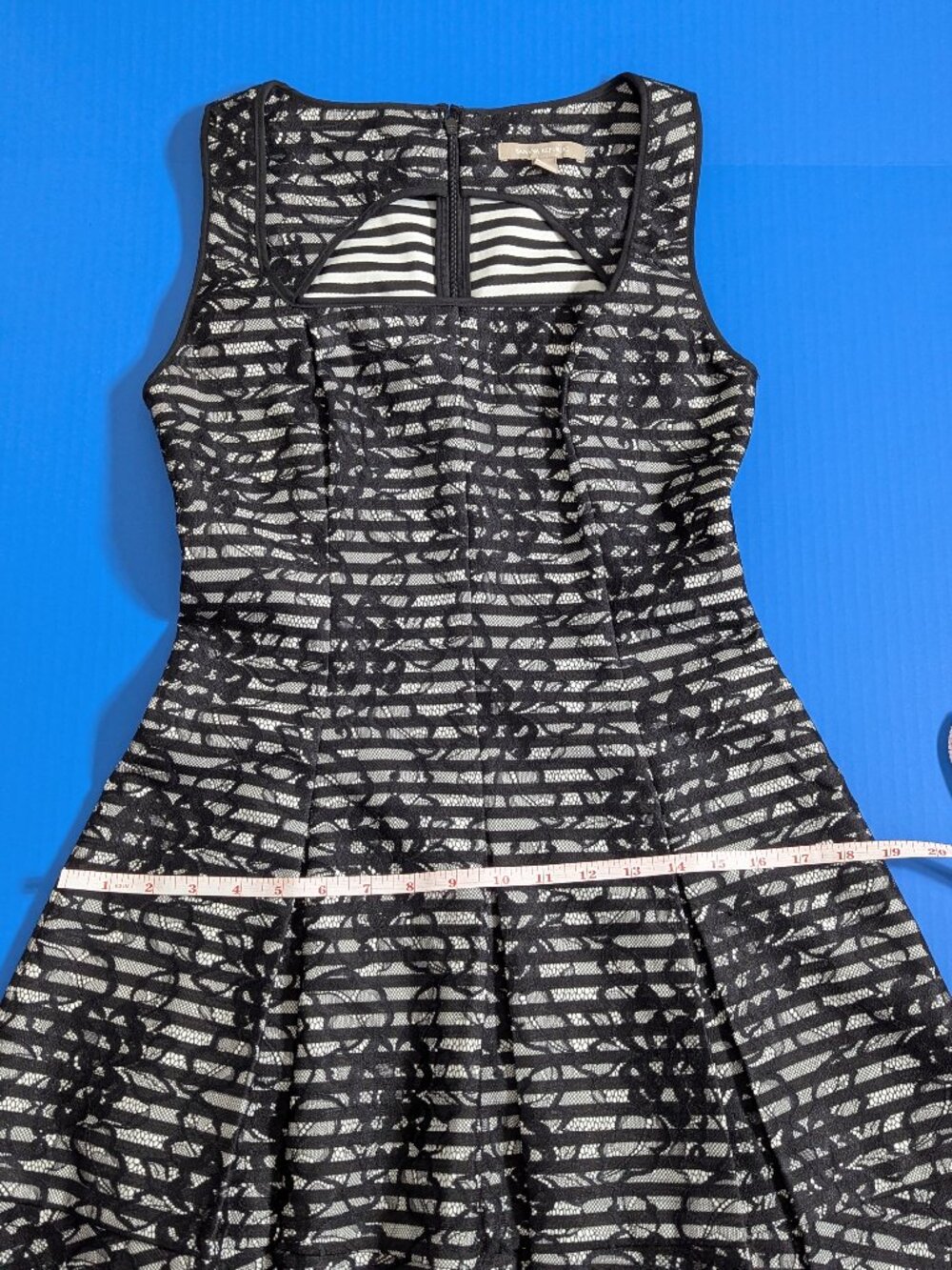 Banana Republic Fit And Flare Pleated Lace Overlay Dress Size 6 - Picture 6 of 13